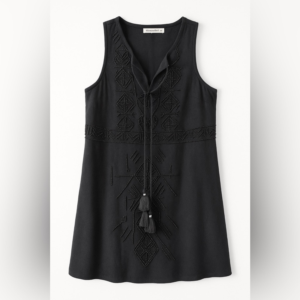 Abercrombie & Fitch Beaded Black Boho Tunic Dress – Size M